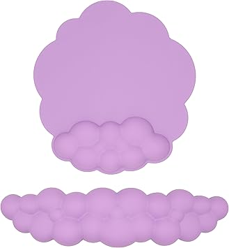 HOTTYAO Cloud Mouse Pad Wrist Support Keyboard Wrist Rest Set Ergonomic Wrist Support for Typing Pain Relief Portable for Computer Office Gaming (Lavender Purple-L)