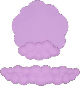 HOTTYAO Cloud Mouse Pad Wrist Support Keyboard Wrist Rest Set Ergonomic Wrist Support for Typing Pain Relief Portable for Computer Office Gaming (Lavender Purple-L)