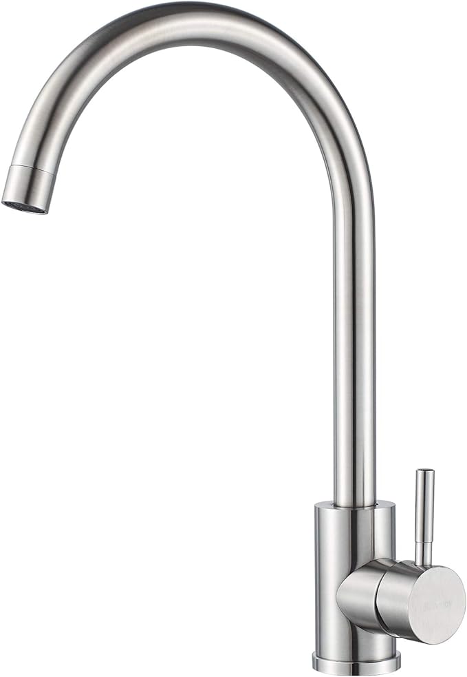 Single Handle High Arc Kitchen Faucet Stainless Steel Brushed Nickel,Commercial Single Hole Kitchen Sink Faucet,Modern One Hole Bar Sink Faucet