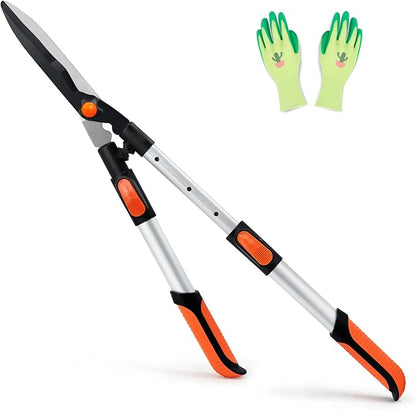 Colwelt Telescopic Hedge Shears 62cm to 80cm, Extendable Garden Hedge Clippers for Trimming Borders, Boxwood, and Bushes, Lightweight Garden Shears with Aluminum Handle, Carbon Steel Sharp Blades