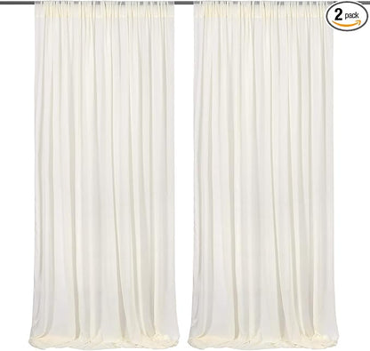 Chiffon Backdrop Curtain Ivory 5ft x 10ft 2 Pieces Cream Chiffon Curtains Beige Sheer Curtain Backdrop Wedding