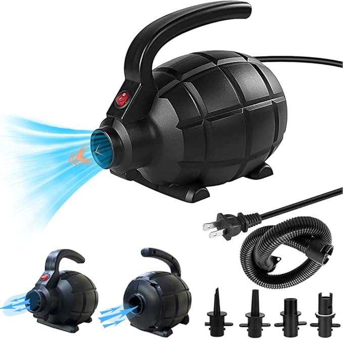 Electric Airpump for Inflatable Tumble Track Gymnastics Mat, Air Roller Barrel, Swimming Ring, Bed, Pool Toy, Inflatables Raft Boat Electric Pump with 4 Nozzles(AC 110-120V(500W))