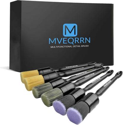 Car Detailing Brush Set-2pcs Boars Hair Car Detailing Brushes,2pcs Ultra Soft No Scratch Detailing Brush for Air Vent,Leather Seat 2pcs Detail Brushes car Detailing for Interior Exterior (6 PCs)