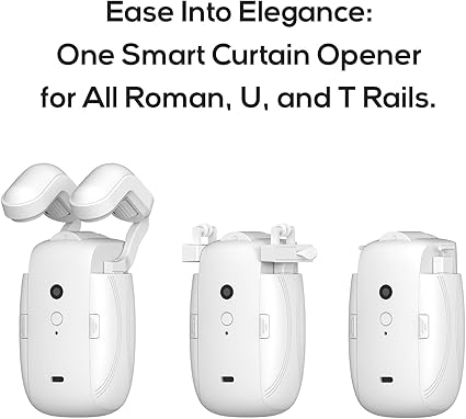 Automatic Curtain Opener and Closer - Smart Curtain Opener Electronic for RomanUT Rails, Bluetooth Curtain Opener with AppTimer, compatible with Alexa and Google Home, Electric Curtains with Remote