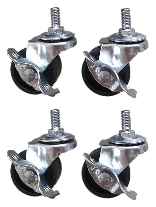 Furniture castors,Swivel Caster Wheels, 50mm Swivel Castors Wheels, 4 Pcs Nylon Heavy Duty Furniture Caster Wheels, Ball Bearing Moves Smooth, Furniture Wheels with Screws, Max 70KG (Size : 4 Braked)