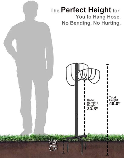 Freestanding Garden Hose Holder Hanger, Heavy Duty Metal Water Hose Storage Stand Rack