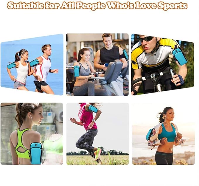 Running Armband,Arm Bag Phone Holder for Running,Multi Cell Phone Armband Pouch for Gym Workout Jogging Exercise,Suitable with iPhone 11 Pro Max XS XR X 8 7 6 6s Plus (Blue)