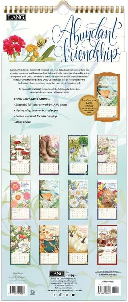 Lang, Abundant Friendship 2026 Vertical Wall Calendar, 8'' X 15.8'', 12-Month Calendar with Stapled Binding