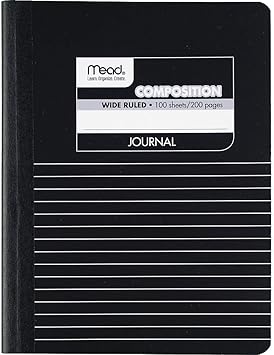 Mead Composition Notebook, Wide Ruled Paper, 9-34" x 7-12", 100 Sheets per Comp Book, BlackWhite (09920)