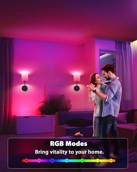 Adetu Wall Lights Battery Operated Wall Sconces Set of 2, 5CCT Black Rechargeable Wall Lamp with Remote  Bulbs,10 RGB Dimmable Colors Wireless Wall Sconces for Bedroom Living Room Hallway