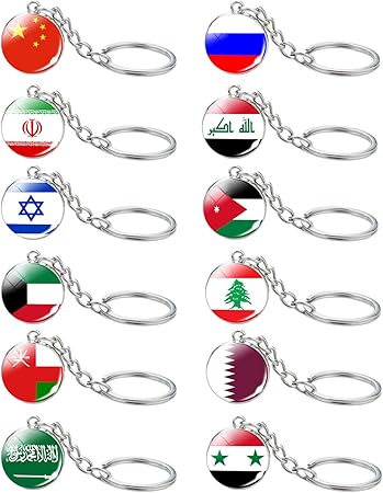 Asian Countries Flag Keyrings Stylish Pendant Keychain Unique Ethnic Style Key Rings Ornament Accessory for Men Women, Kuwait 6
