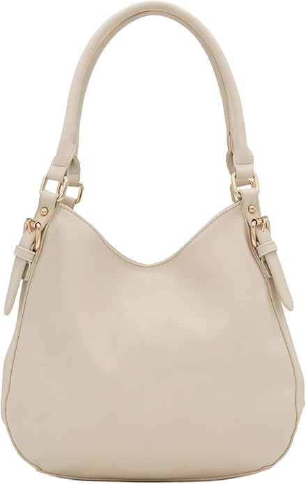 Lightweight 3 Compartment Faux Leather Medium Hobo Bag