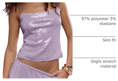 SOLY HUX Women's Glitter Sequin Cami Tops Sparkly Going Out Tops Spaghetti Strap Camisole Y2K Party Club Crop Top.