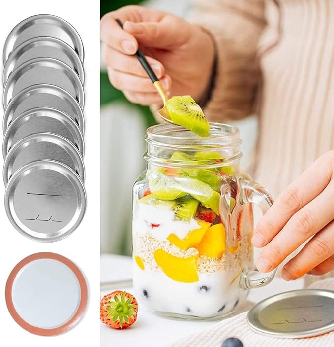 Canning Lids Regular Mouth for BallKerr Jars, Split-Type Metal Jar Lids with Silicone Seals, Silver, 14 PCS