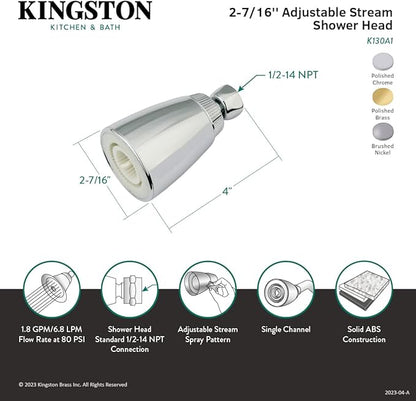 Kingston Brass K130A8 Plastic Shower Head, Brushed Nickel