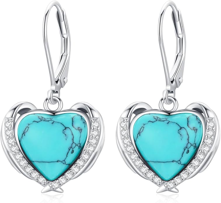 BDL Genuine Turquoise Jewelry for Women, Sterling Silver Earrings and Necklaces for Women, Leverback Dangle Drop Earrings Jewelry¦