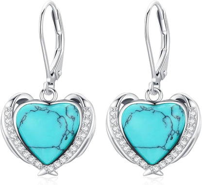 BDL Genuine Turquoise Jewelry for Women, Sterling Silver Earrings and Necklaces for Women, Leverback Dangle Drop Earrings Jewelry¦