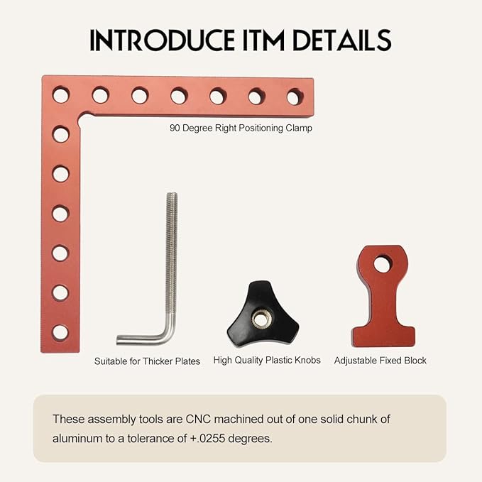 90 Degree Clamp, Cabinet Clamp, 5.5" x 5.5"(14 x 14cm) Aluminum Alloy Right Angle square Tool, Corner Clamps for Woodworking Tools, Right Angle Clamp, Drawers, Picture Frame (4pack)