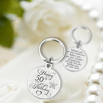 Laluminter Happy Birthday Gifts Keychain Presents for Girls Women Boys Men, Double Sides Engraved