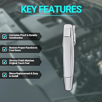 Exterior Chrome Door Handle, Rear Passenger Side, Compatible with 2007-2014 Chevy Silverado Suburban Tahoe GMC Sierra Yukon Cadillac Escalade, Replace 22738726 84053450 80547