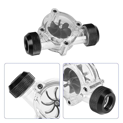 Water Flow Indicator, Water Cooling Flow Meter Indicator 8 Impellers Fan PC Computer Cooling System Revolving Speed Meter for Cooler Chiller G14" Fittings(Black)