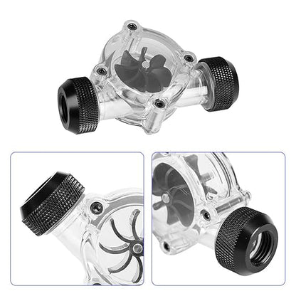 Water Flow Indicator, Water Cooling Flow Meter Indicator 8 Impellers Fan PC Computer Cooling System Revolving Speed Meter for Cooler Chiller G14" Fittings(Black)
