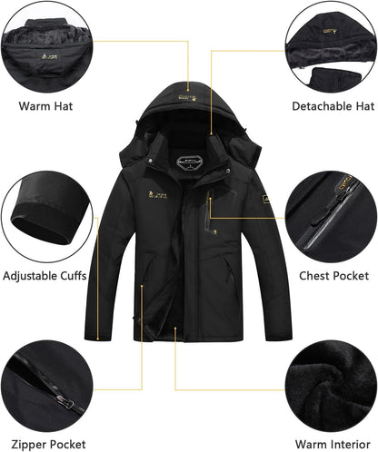 Men's Waterproof Hooded Ski Jacket