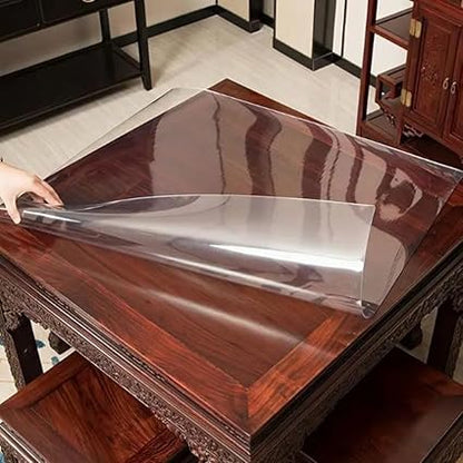 Generic Custom Clear PVC Table Cover Protector, Clear Desk Protector, Transparent Non-Slip Desk Pads Mats, Plastic Table Cover for Office, Night Stand, Dining Table, Large