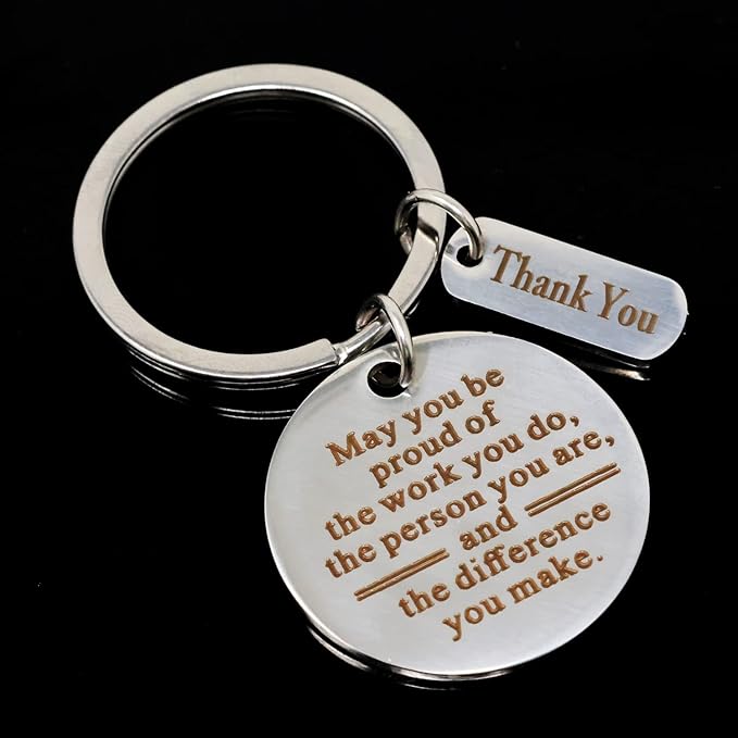 HONBAY Stainless Steel Inspirational Words Keychain Engraved Motivational Message Keyring Retirement Gift Coworker Leaving Gifts Thank You Employee Gifts Colleague Team Appreciation Present from Boss