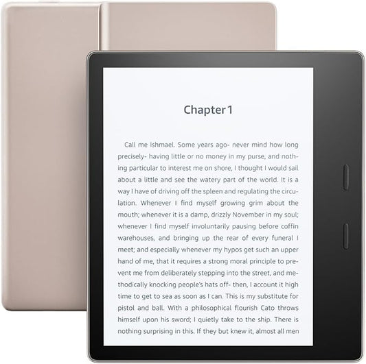 Kindle Oasis E-reader (Previous Generation - 9th) – Champagne Gold, 7" High-Resolution Display (300 ppi), Waterproof, Built-In Audible, 32 GB, Wi-Fi (Closeout)