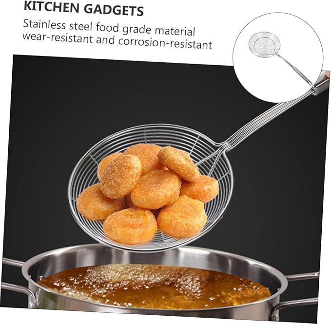 IMIKEYA 1pc Stainless Steel Wire Skimmer Strainer Spoon Fine Mesh Colander for Home Restaurant Use Heat Resistant Design Easy to Clean Store Dishwasher Safe Ergonomic Handle Hanging