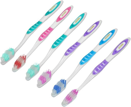 Qtqgoitem 6 Pcs 5-Color Plastic Soft Bristled Brush Head Toothbrush (Model: b1a 6ba 89a c1d 8ea)