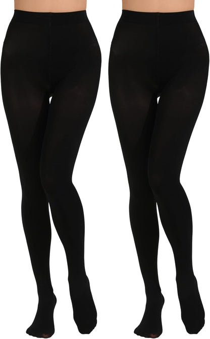 Paralinda 2 Pairs Women's Solid Color Tights 80D, Soft Opaque Microfiber Tights