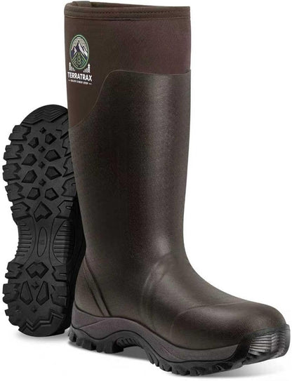 Men's Dual-Sole Waterproof Muck Boots - 6mm Neoprene Rubber Work Shoes for Spring Gardening, Farm & Wet Yard Chores (Anti-Fatigue Soft Toe)