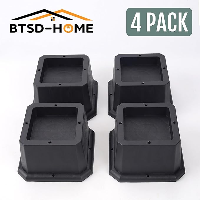 BTSD-home Furniture Risers 2 Inch Bed Risers Heavy Duty Adjustable Dorm Bed Lifts Risers Table Desk Chair Leg Extenders 4 Pack Black