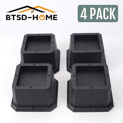 BTSD-home Furniture Risers 2 Inch Bed Risers Heavy Duty Adjustable Dorm Bed Lifts Risers Table Desk Chair Leg Extenders 4 Pack Black