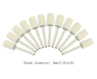 Luo ke 10mm Diameter Cylinder Shape Polishing Buffing Wheels Wool Felt Mounted Mandrel Grinding Bits Grinder Head Rotary Tool Accessories Drill Tools Attachment - 1/8 Inch Shank