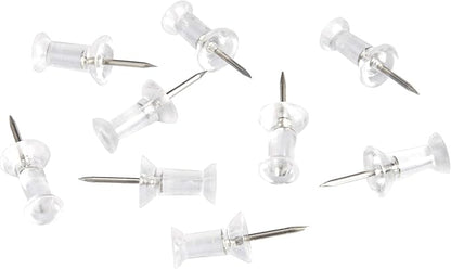 Basics Push Pins Tacks, Steel Point, Clear Plastic Head, for Bulletin Board, Maps, Posters, and Craft Projects, 200-Pack
