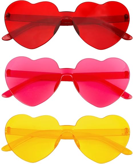 Heart Glasses, 3Pack Heart Sunglasses, Party Heart Shaped Sunglasses, Fun Heart Sunglasses for Women, Party Sunglasses