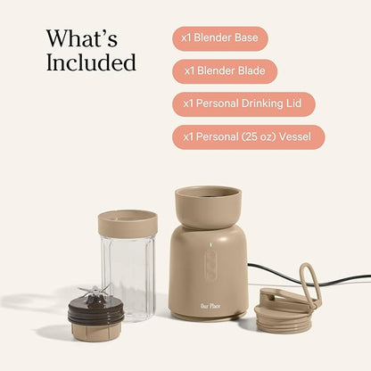 Our Place Splendor Blender - 1000W High-Power - Ultra-Sharp Blades - 2 Blending Modes - Includes 25oz Personal Cup and drinking lid set - Smoothies, Shakes & More