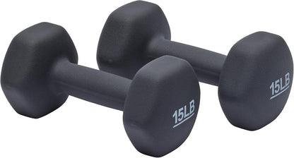 Basics Neoprene Dumbbell Hand Weights for Exercise and Muscle Toning (15 lb pair, product is slightly brighter than the picture)