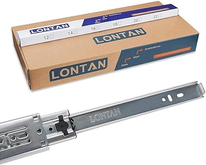 LONTAN 18 inch Heavy Duty Soft Close Drawer Slides 1 Pair Full Extension Ball Bearing Drawer Glides Side Mount Cabinet Rails with Rear Mounting Brackets 100lb Capacity