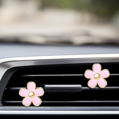 Frienda 6 Pcs Daisy Flower Air Vent Clip Air Conditioning Outlet Clip Car Air Freshener Charm Car Inter Decor Accessories(3 cm, 3.3 cm,Pink)
