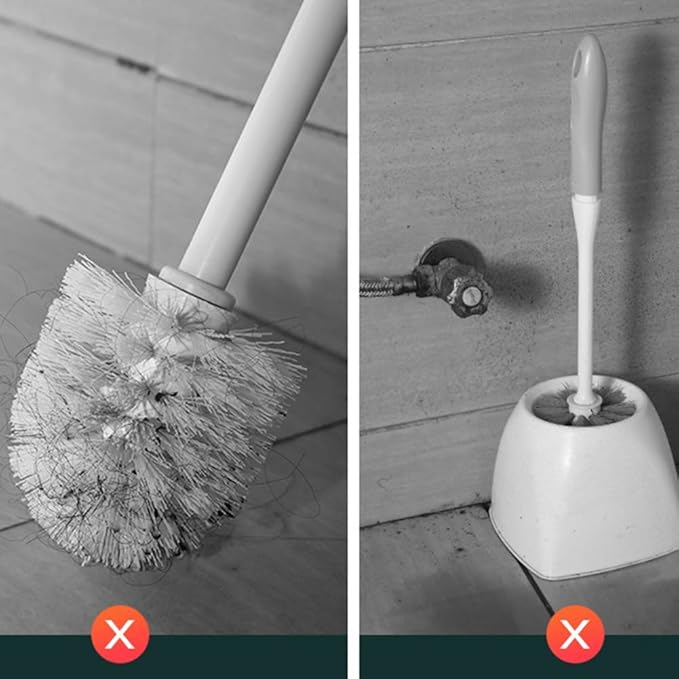 Toilet Brush with Holder Bathroom Silicone Toilet Brushes and Quick Drying Holders Set can Open and Close Automatically