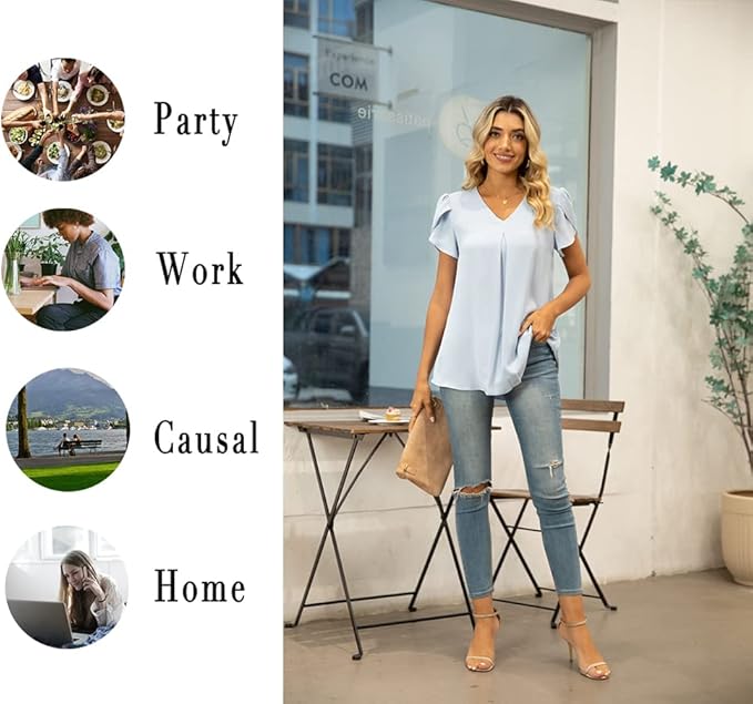 Anyally Women's Plus Size Summer Tunic Tops Dressy Casual Chiffon Blouses Short Sleeve T-Shirts for Leggings
