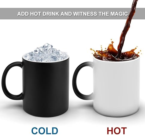 Custom Magic Photo Coffee Cups, Personalized Color Changing Coffee Mug with Picture Text- Heat Sensitive, Tazas Personalizadas Gifts for Men  Women (Ceramic, Color-Changing Mug)