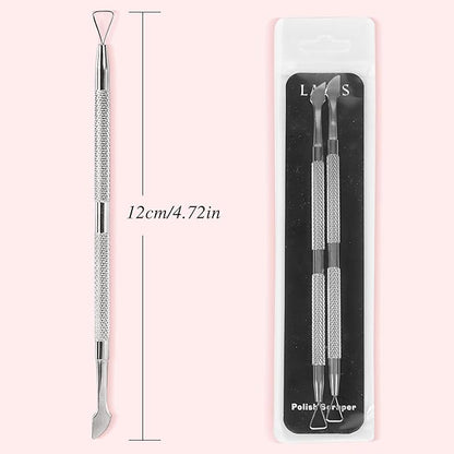 Nail Cuticle Pusher - Stainless Triangle Gel Nail Polish Remover Cuticle Peeler Scraper Remover Tool for Fingernails and Toenails