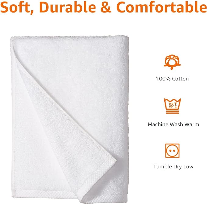 Basics - 2 Piece Quick-Dry Oversize Bath Towel, 100 Cotton, White, 54" x 30"