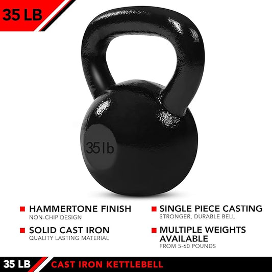 JFIT Kettlebell Weights Cast Iron -5-60lbs Weight Options - Ballistic Exercise, Core Strength, Functional Fitness, Weight Training Set - Free Weight, Equipment Accessories