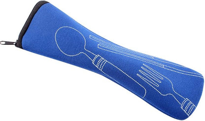 Bluelanss Portable Tableware Zipper Bag Outdoor Travel Camping Cutlery Pouch Storage Bag for Knife, Fork, Spoon, Tea Spoon, Chopsticks, Bottle Opener Blue